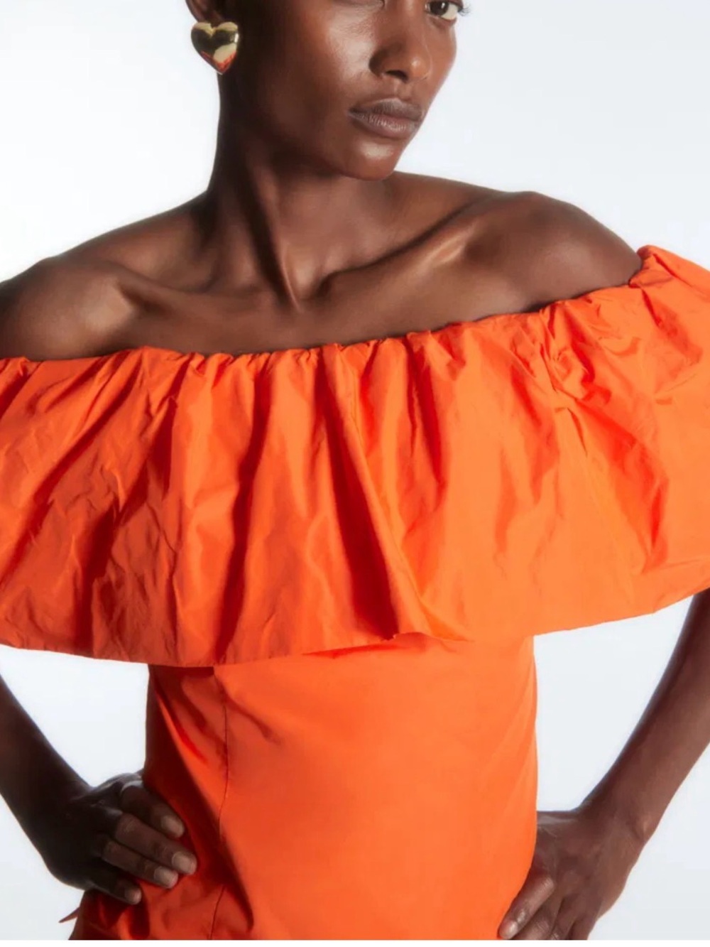 COS New w/ Tags Bright Orange VOLUMINOUS OFF-THE-SHOULDER TOP Size 4